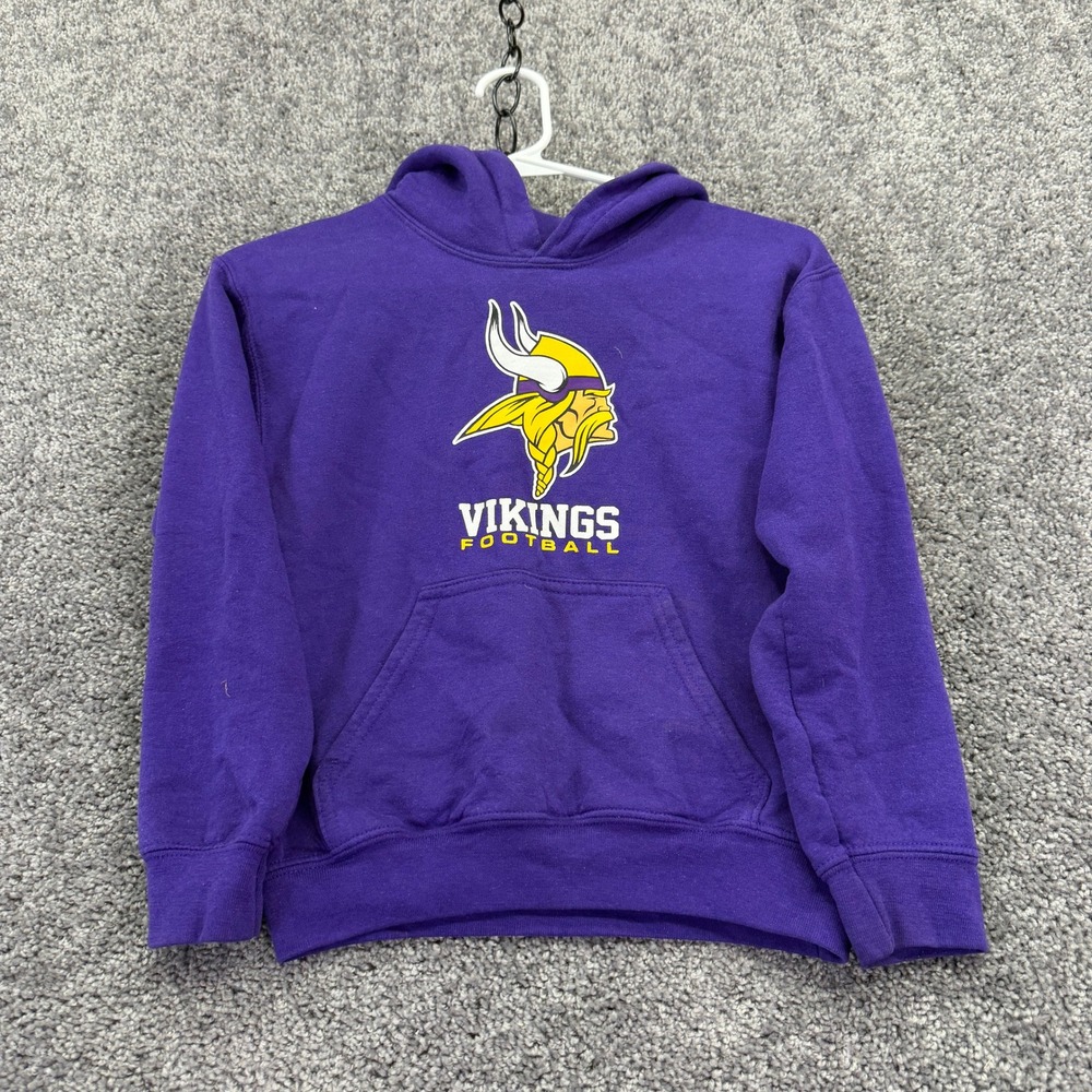 NFL Team Apparel Hoodie Boys Small Purple Minnesota Vikings Football Pullover S